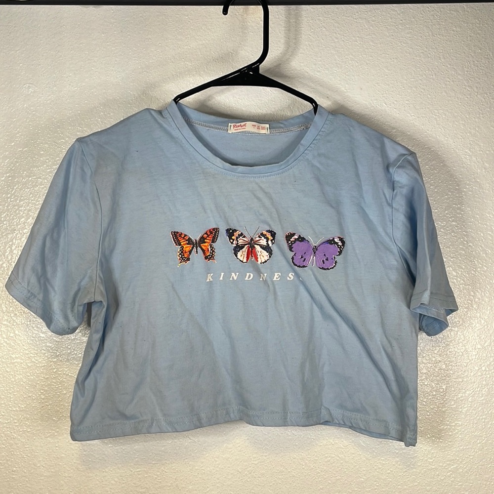 ROMWE kindness cropped t-shirt with butterflies.